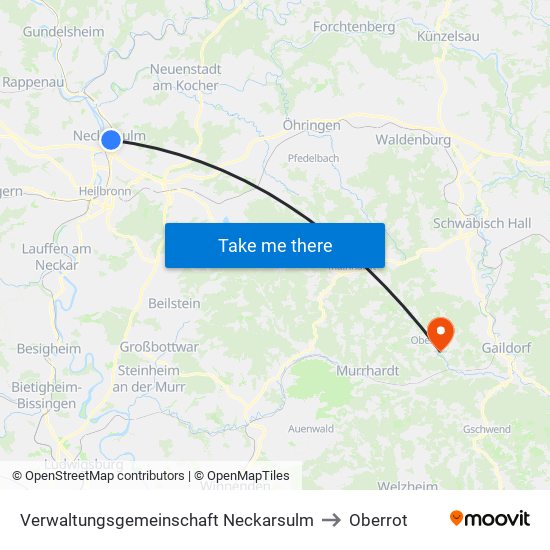 Verwaltungsgemeinschaft Neckarsulm to Oberrot map