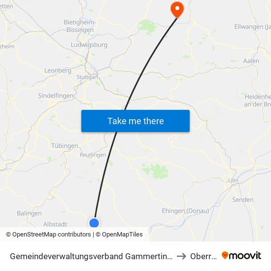 Gemeindeverwaltungsverband Gammertingen to Oberrot map