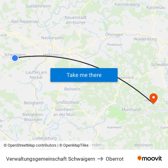 Verwaltungsgemeinschaft Schwaigern to Oberrot map