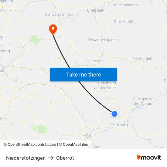 Niederstotzingen to Oberrot map