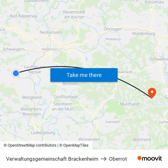 Verwaltungsgemeinschaft Brackenheim to Oberrot map