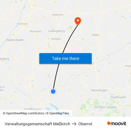 Verwaltungsgemeinschaft Meßkirch to Oberrot map