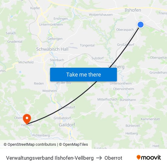 Verwaltungsverband Ilshofen-Vellberg to Oberrot map