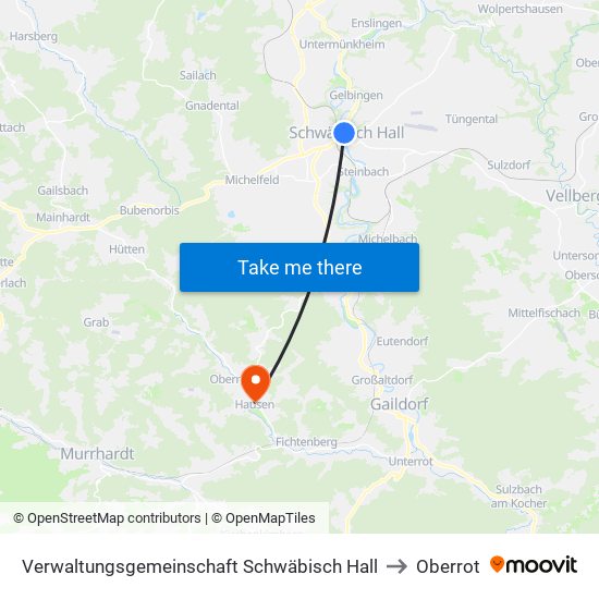 Verwaltungsgemeinschaft Schwäbisch Hall to Oberrot map