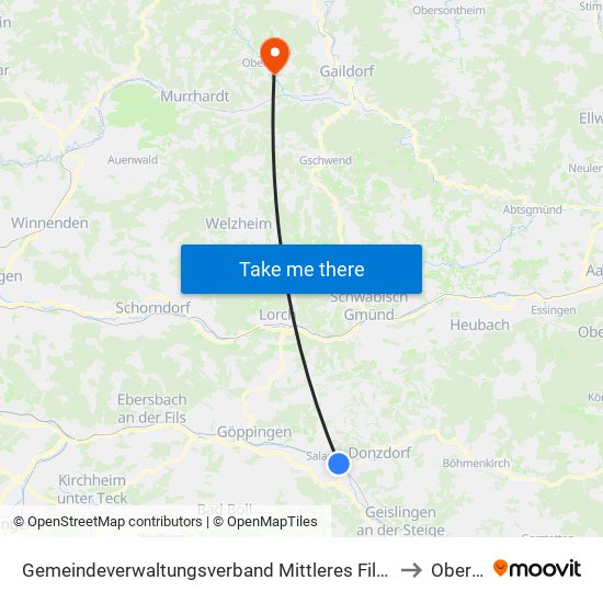 Gemeindeverwaltungsverband Mittleres Fils-Lautertal to Oberrot map