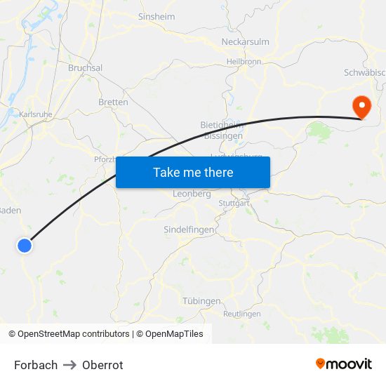 Forbach to Oberrot map