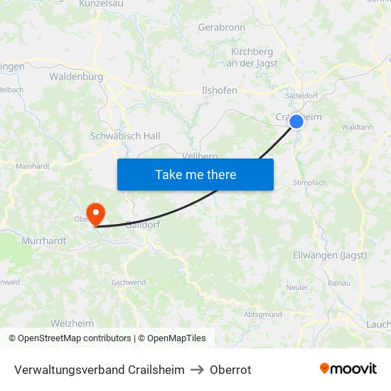 Verwaltungsverband Crailsheim to Oberrot map