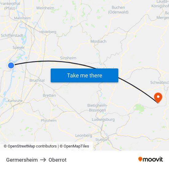 Germersheim to Oberrot map