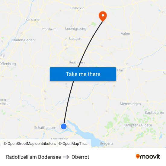 Radolfzell am Bodensee to Oberrot map