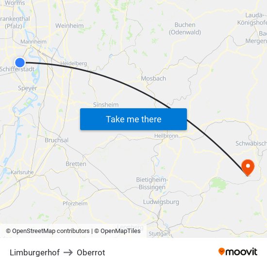 Limburgerhof to Oberrot map