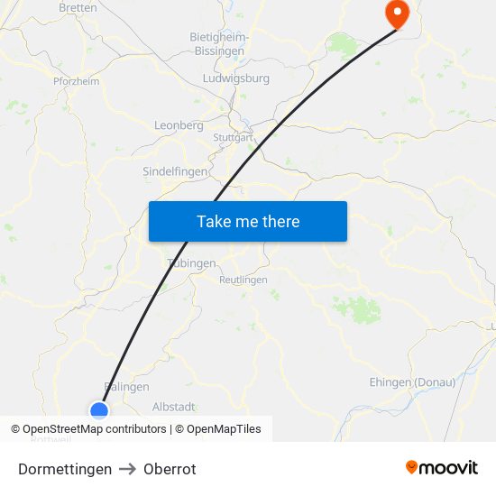 Dormettingen to Oberrot map