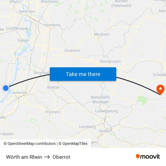 Wörth am Rhein to Oberrot map