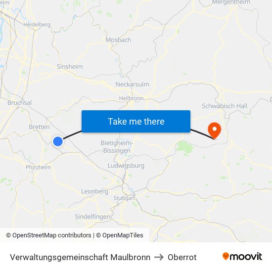 Verwaltungsgemeinschaft Maulbronn to Oberrot map