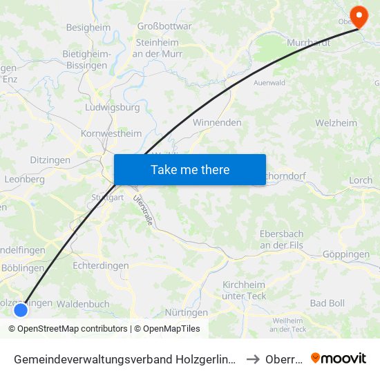 Gemeindeverwaltungsverband Holzgerlingen to Oberrot map