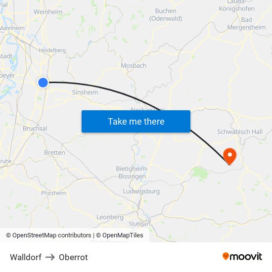 Walldorf to Oberrot map