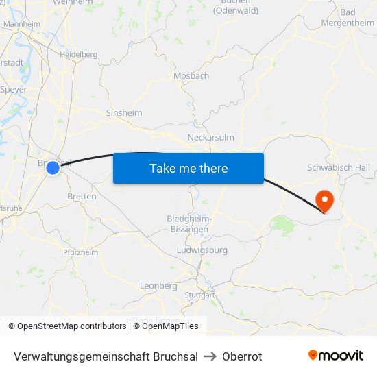 Verwaltungsgemeinschaft Bruchsal to Oberrot map