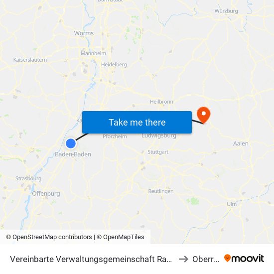 Vereinbarte Verwaltungsgemeinschaft Rastatt to Oberrot map