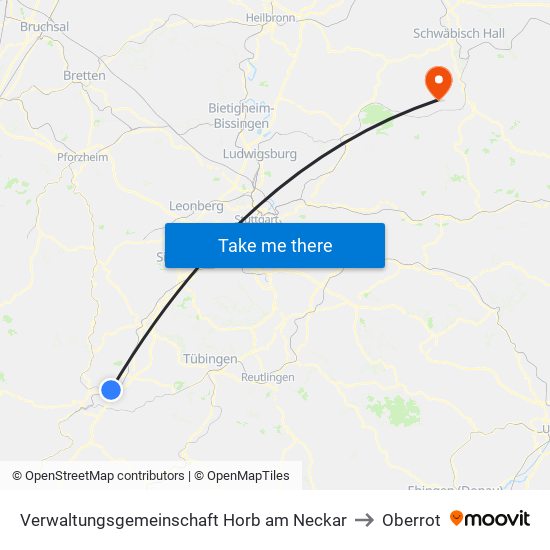 Verwaltungsgemeinschaft Horb am Neckar to Oberrot map