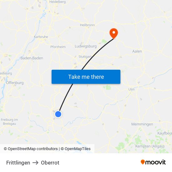 Frittlingen to Oberrot map