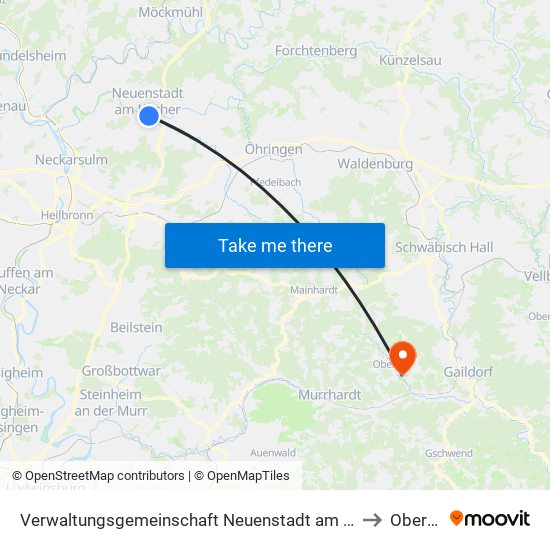 Verwaltungsgemeinschaft Neuenstadt am Kocher to Oberrot map