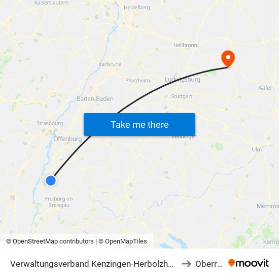 Verwaltungsverband Kenzingen-Herbolzheim to Oberrot map