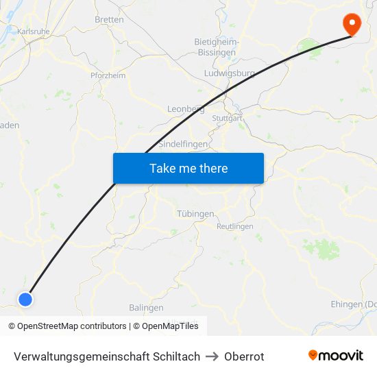 Verwaltungsgemeinschaft Schiltach to Oberrot map