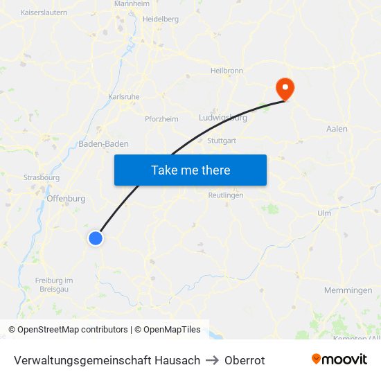 Verwaltungsgemeinschaft Hausach to Oberrot map