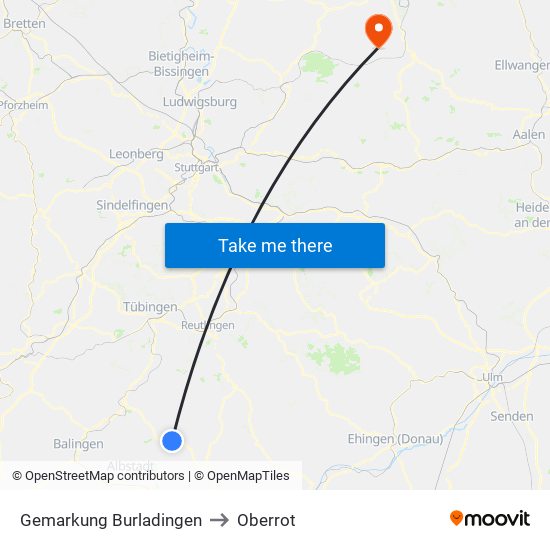 Gemarkung Burladingen to Oberrot map