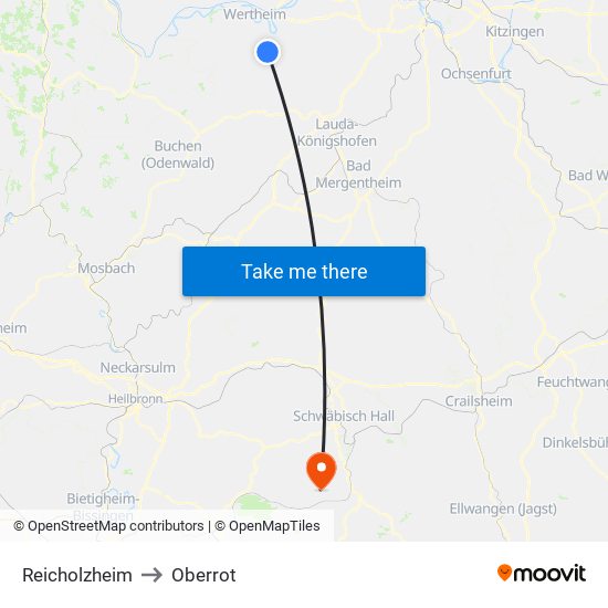 Reicholzheim to Oberrot map