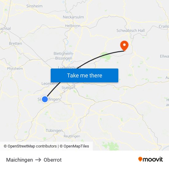 Maichingen to Oberrot map