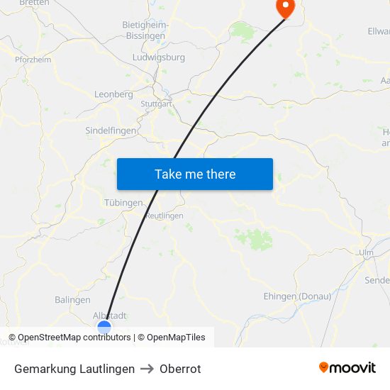 Gemarkung Lautlingen to Oberrot map