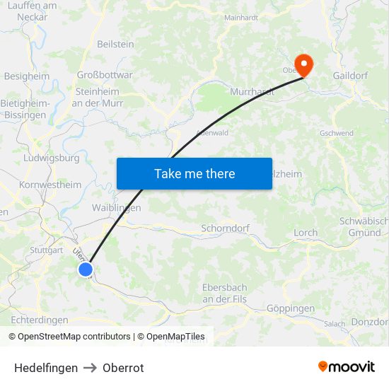 Hedelfingen to Oberrot map