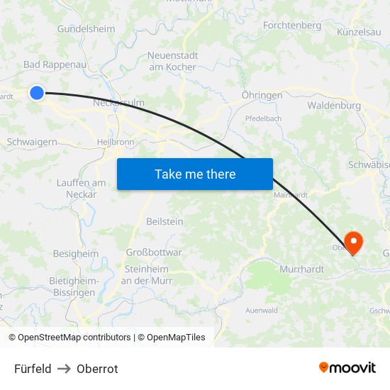 Fürfeld to Oberrot map