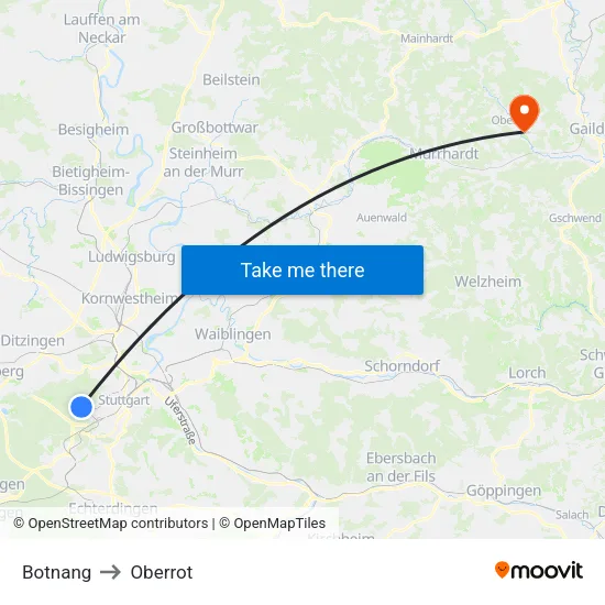 Botnang to Oberrot map