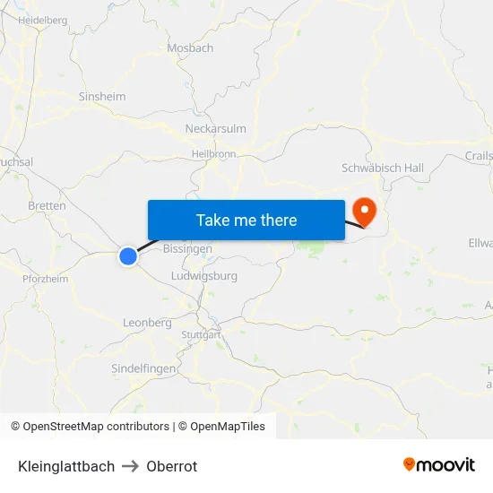 Kleinglattbach to Oberrot map