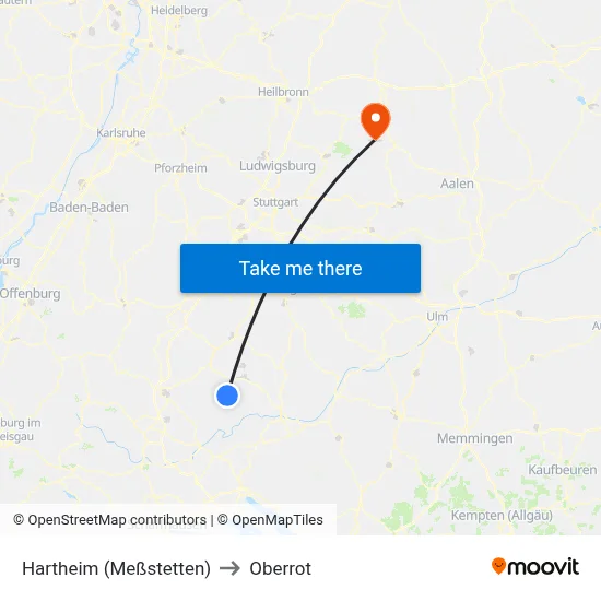 Hartheim (Meßstetten) to Oberrot map