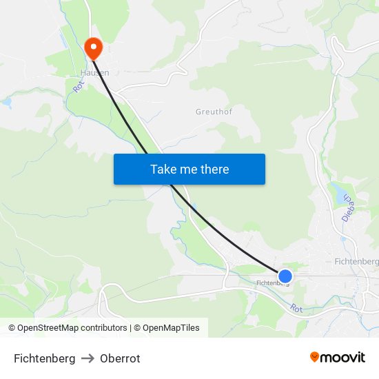 Fichtenberg to Oberrot map
