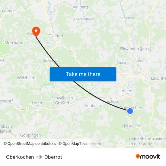 Oberkochen to Oberrot map