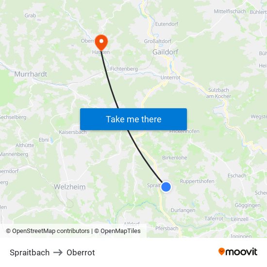 Spraitbach to Oberrot map