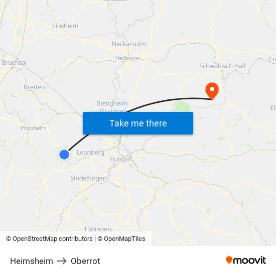 Heimsheim to Oberrot map