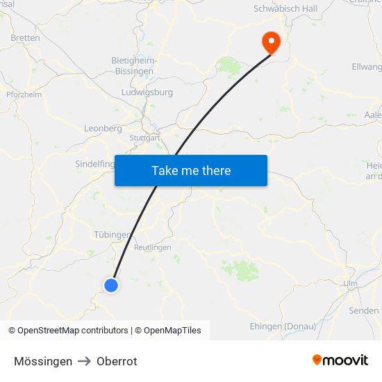 Mössingen to Oberrot map