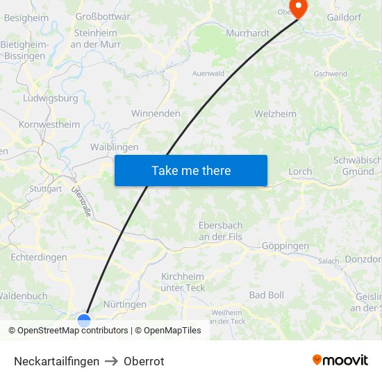 Neckartailfingen to Oberrot map
