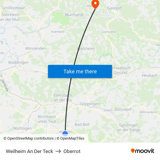 Weilheim An Der Teck to Oberrot map
