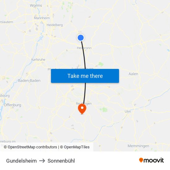 Gundelsheim to Sonnenbühl map