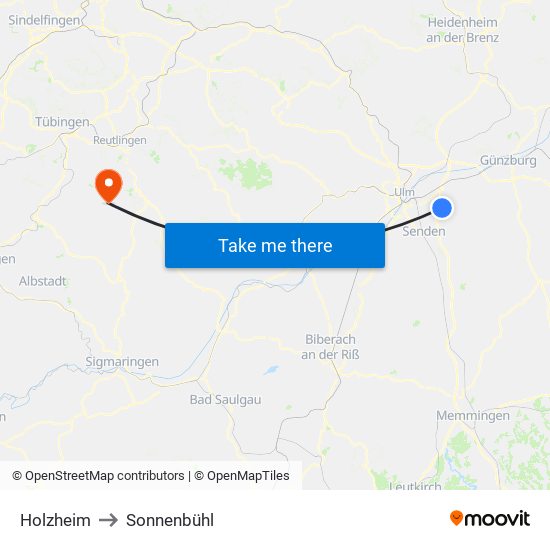 Holzheim to Sonnenbühl map