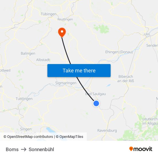 Boms to Sonnenbühl map