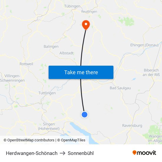 Herdwangen-Schönach to Sonnenbühl map