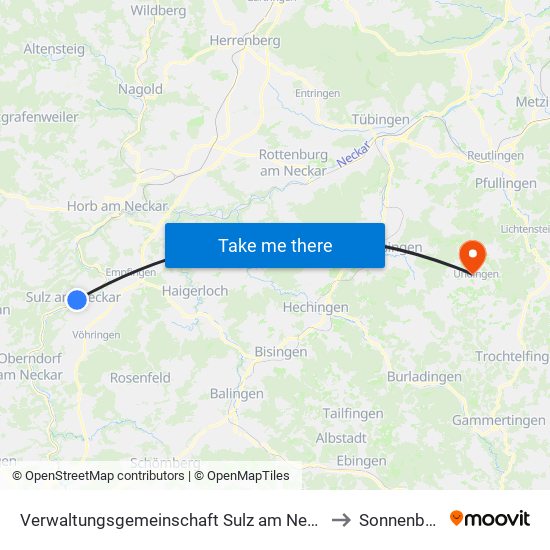 Verwaltungsgemeinschaft Sulz am Neckar to Sonnenbühl map