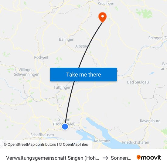 Verwaltungsgemeinschaft Singen (Hohentwiel) to Sonnenbühl map