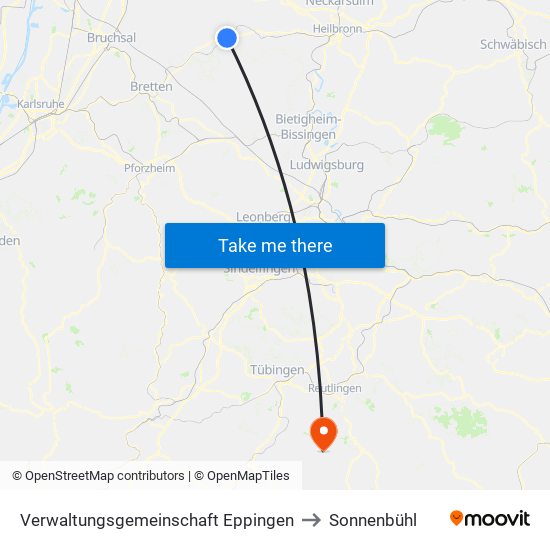 Verwaltungsgemeinschaft Eppingen to Sonnenbühl map